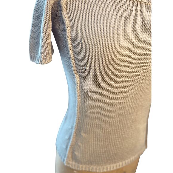 Vintage Cerruti 1881 Italy Knit Top Small Beige Cotton Square Neck Designer - Picture 6 of 7